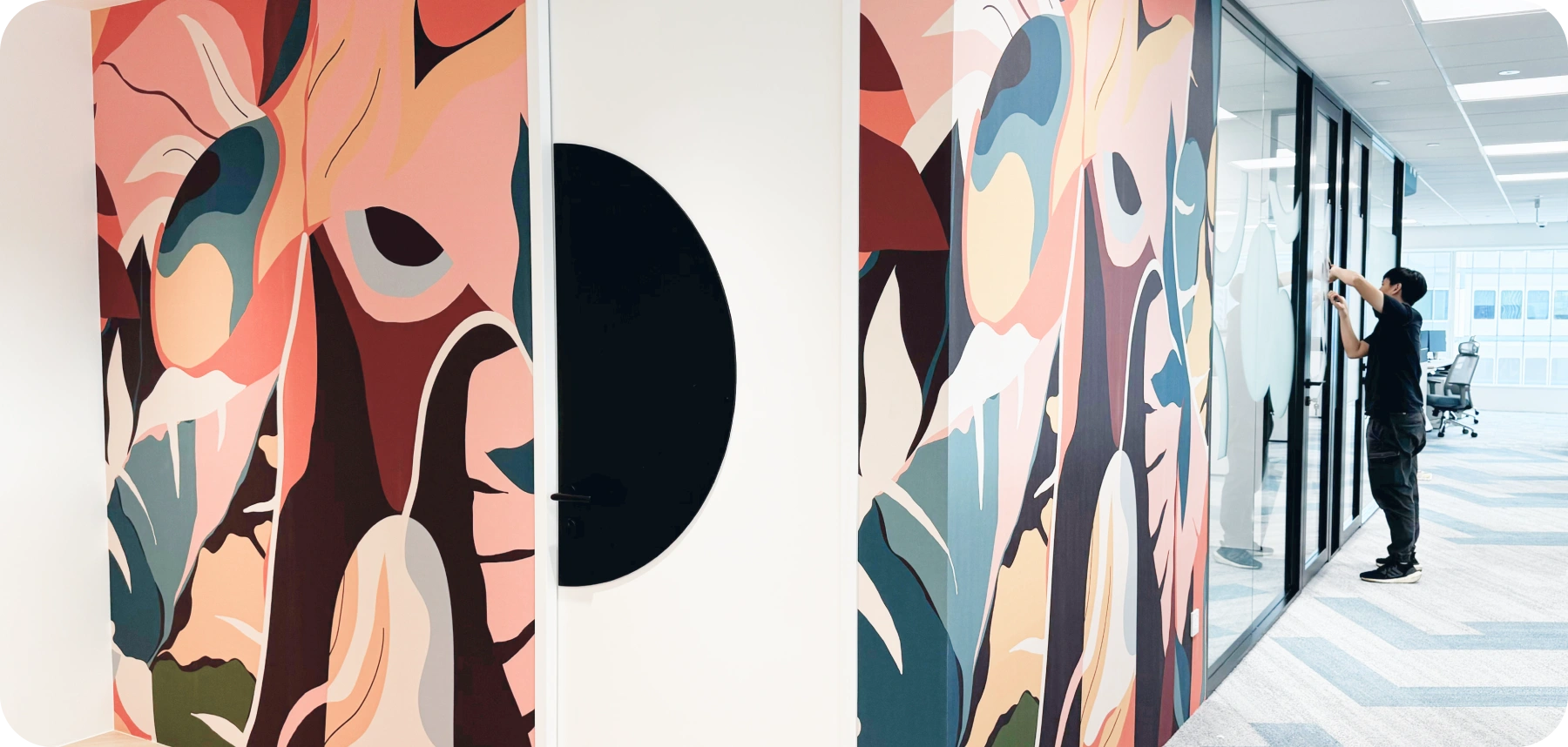 Floral Abstract Installatin with Honpo